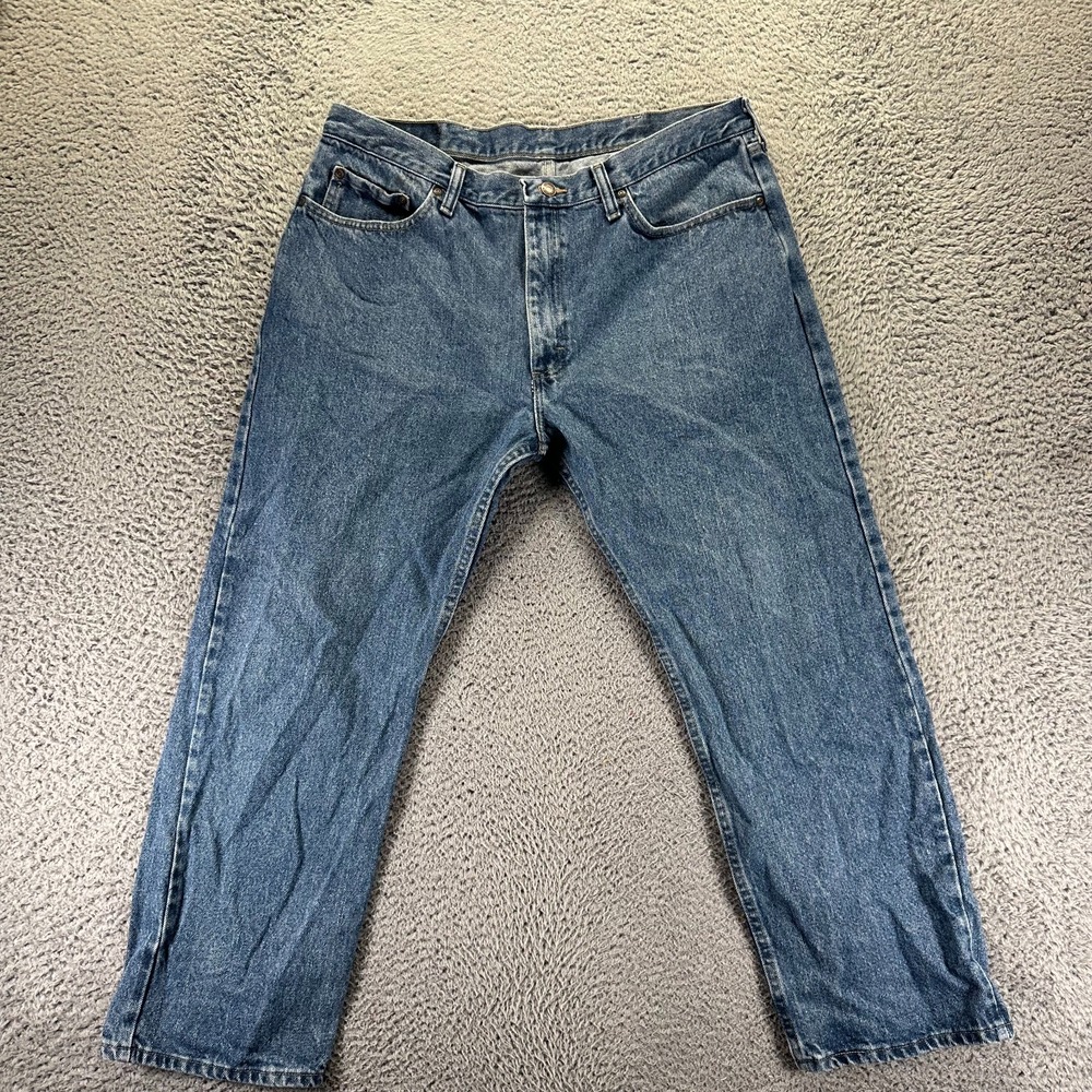 Wrangler Jeans Mens 38x29 Blue Cotton Denim Straight Leg Travel Workwear Faded